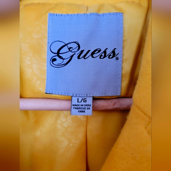 Guess Yellow Double Breasted Peacoat in Size Large - Picture 2 of 4